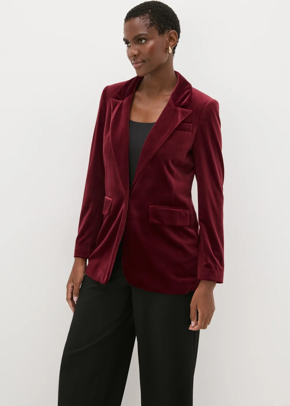 Burgundy Velvet Blazer - 8 Image 1