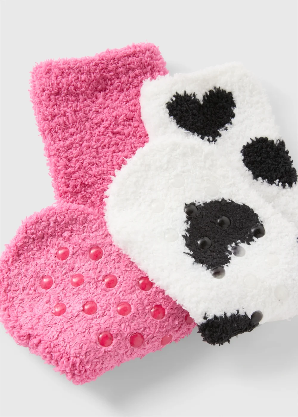2 Pack Girls Pink Heart Fluffy Socks - 4-5.5 Image 2