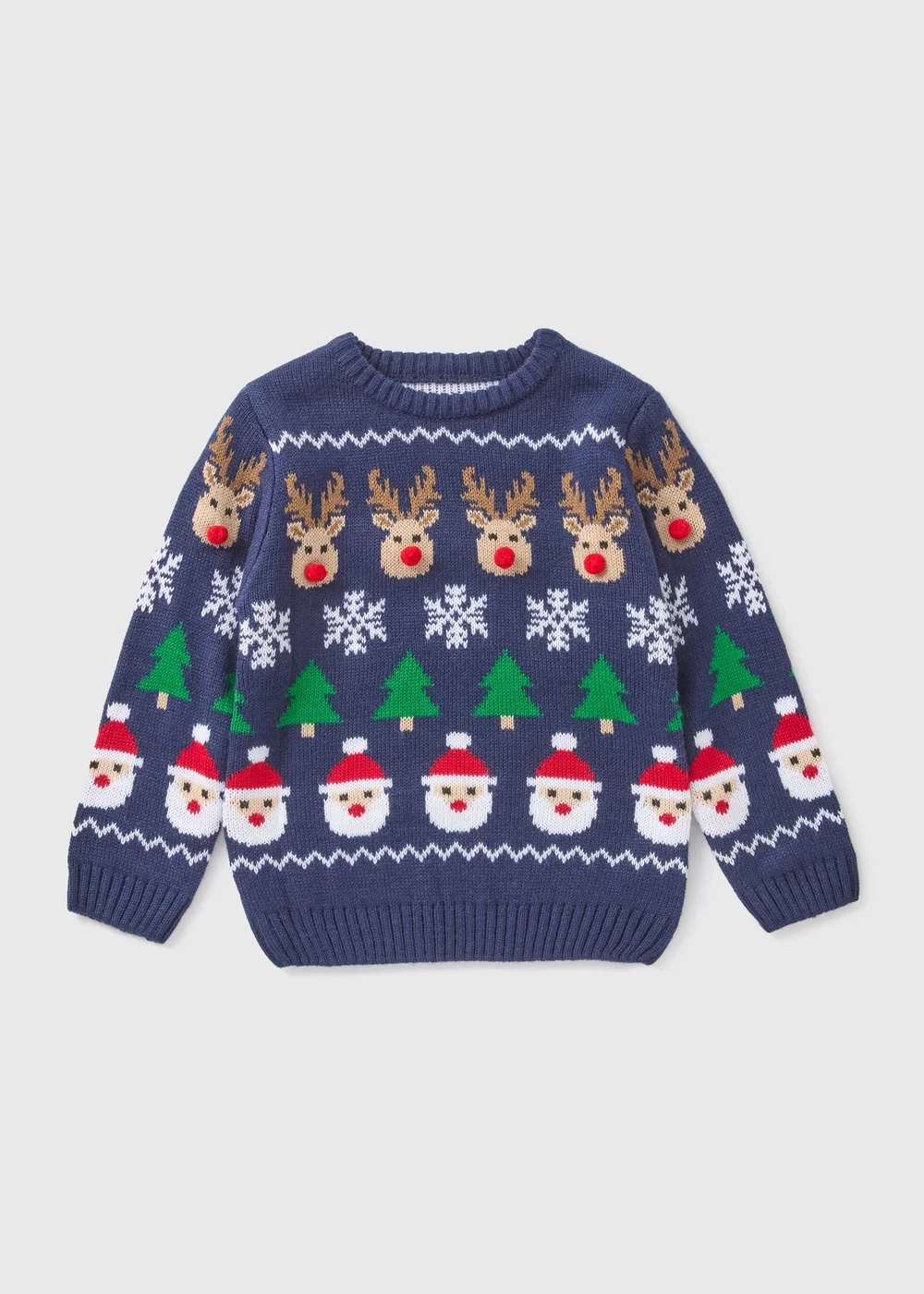 Kids Navy Christmas Knitted Jumper (1-7yrs) - 1-1.5 Yrs Image 1