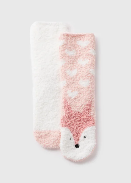 2 Pack Winter Poem Pink Deer Cosy Socks - One Size Image 1