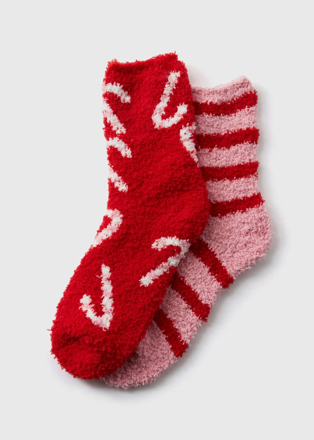 2 Pack Red Candy Cane Cosy Socks - One Size Image 1