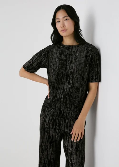 Et Vous Black Glitter Velvet Top - Size 8 Image 1