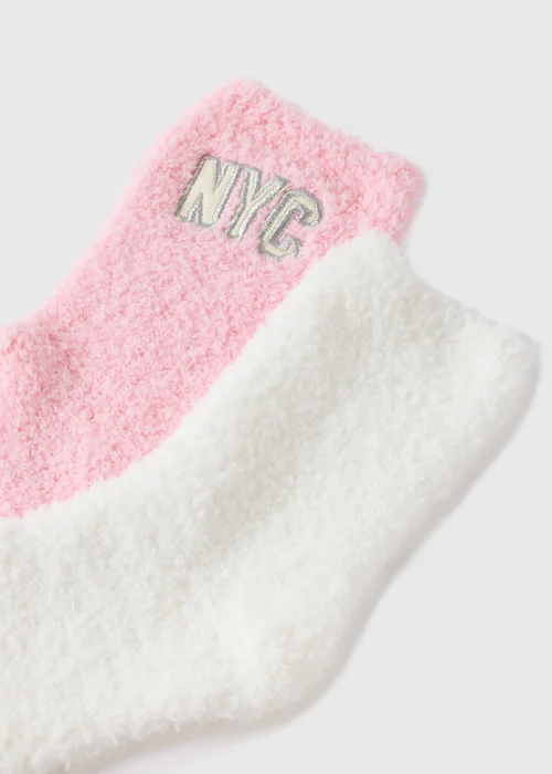2 Pack Pink Cosy NYC Socks - One Size Image 2