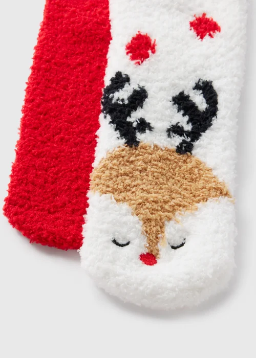 2 Pack Red Rudolph Cosy Socks - One Size Image 2