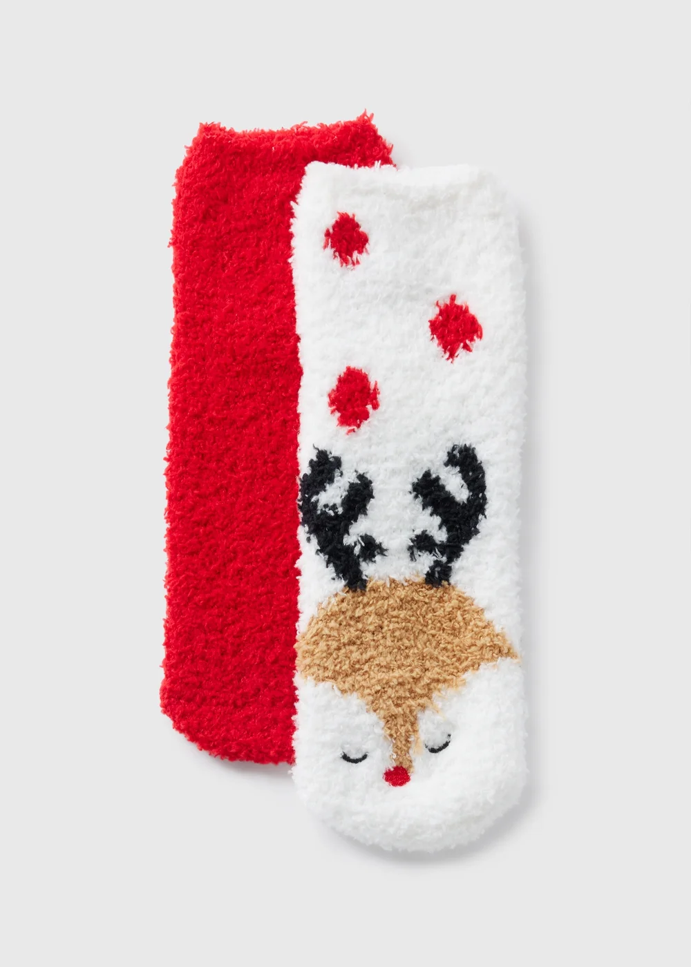 2 Pack Red Rudolph Cosy Socks - One Size Image 1