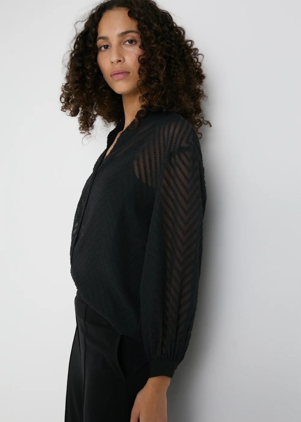 Et Vous Black Burnout Chiffon Shirt - 8 Image 3