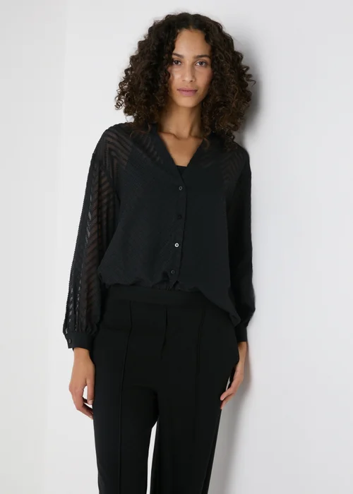 Et Vous Black Burnout Chiffon Shirt - 8 Image 1