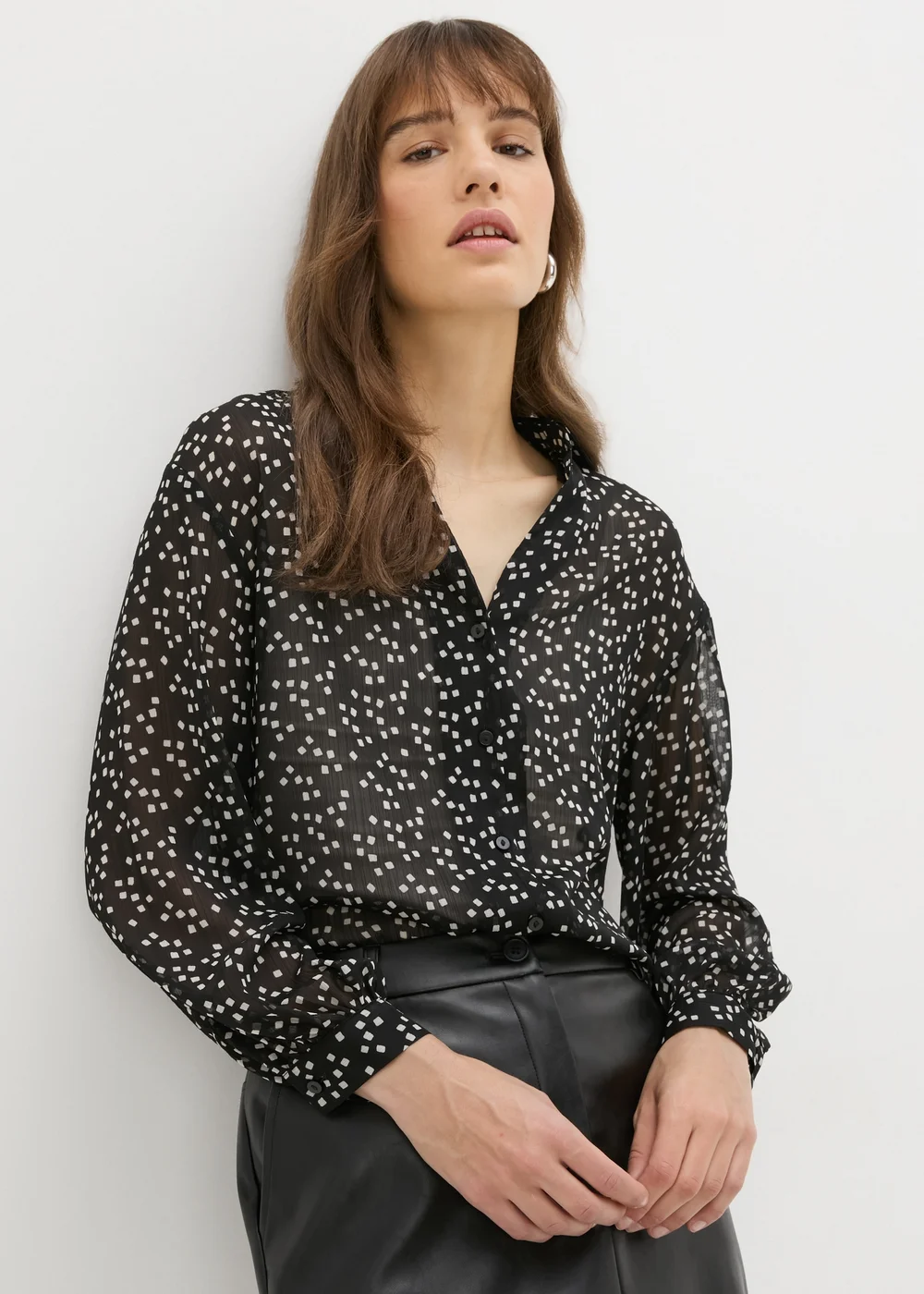 Et Vous Black Square Print Shirt - 8 Image 1