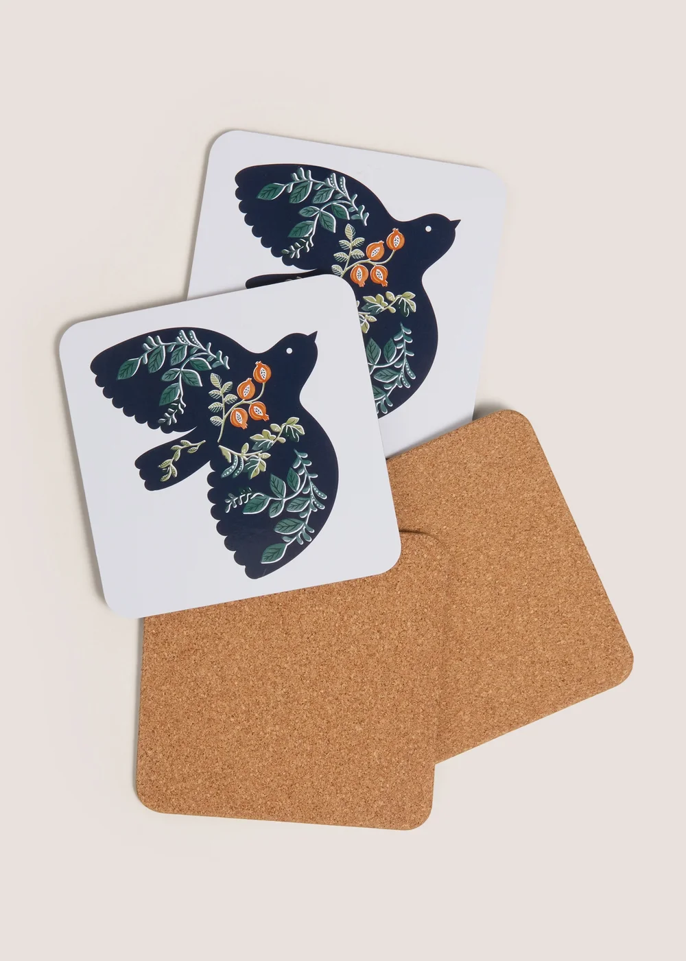 4 Pack Cream Folk Harvest Coasters Image 2