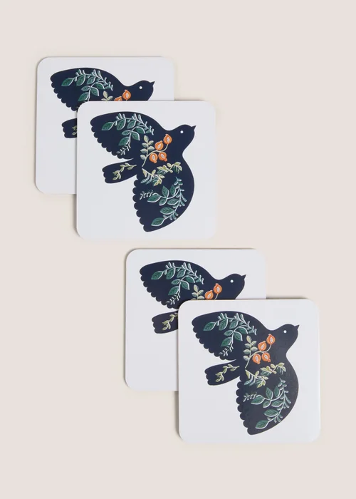 4 Pack Cream Folk Harvest Coasters Image 1