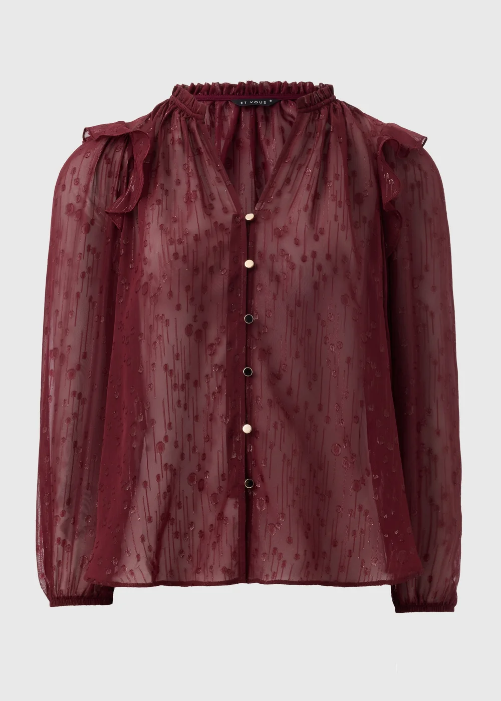Et Vous Burgundy Frill Blouse - 8 Image 4