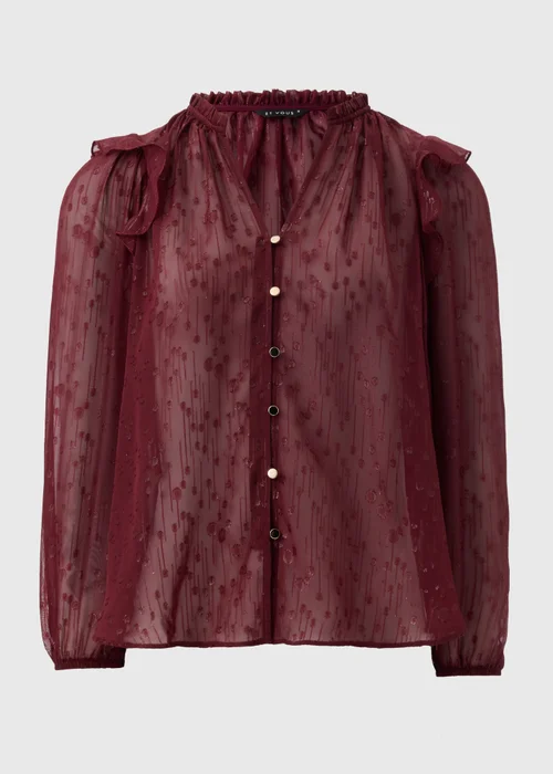 Et Vous Burgundy Frill Blouse - 8 Image 4