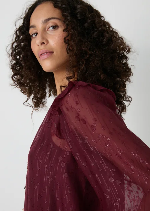 Et Vous Burgundy Frill Blouse - 8 Image 3