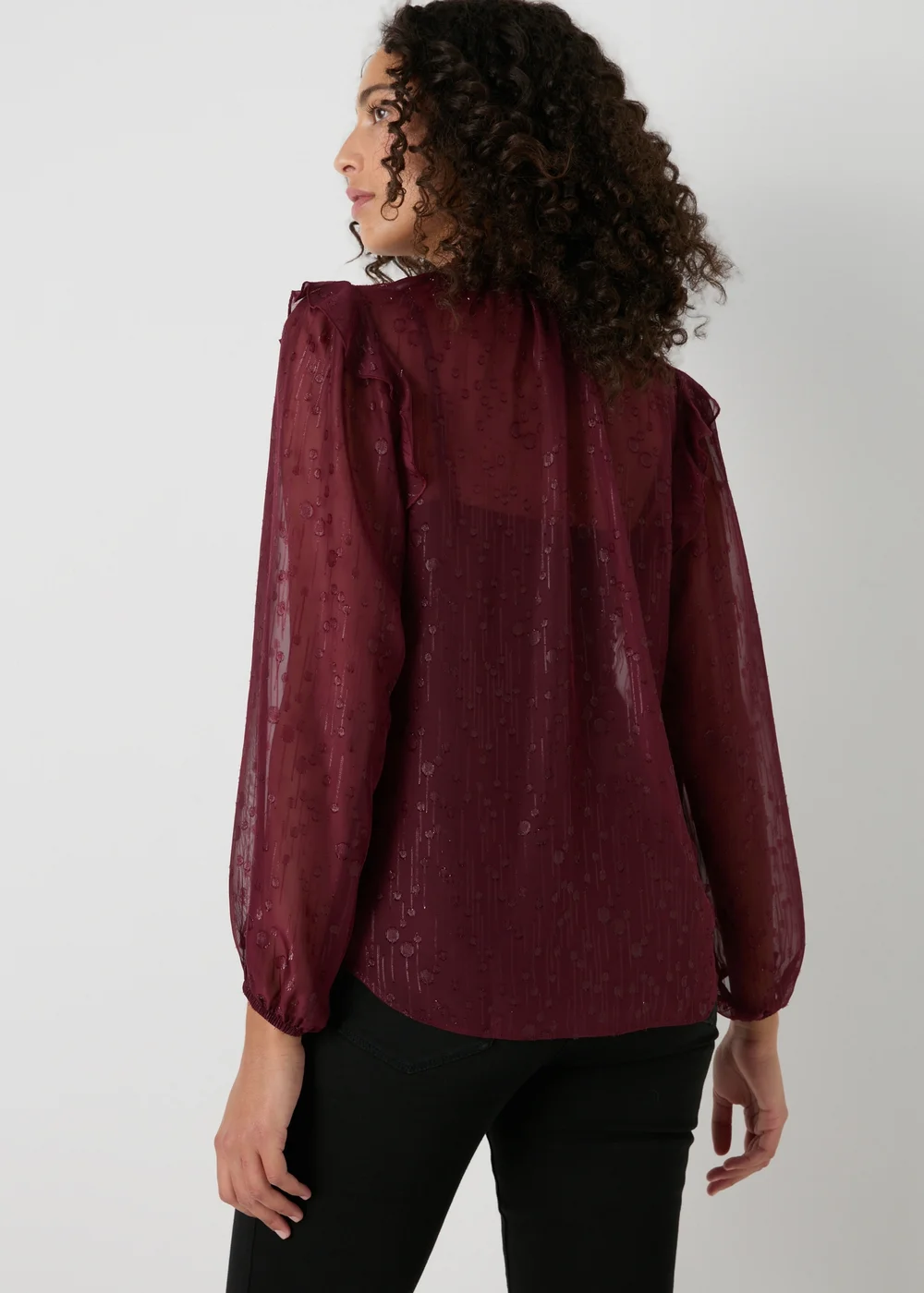 Et Vous Burgundy Frill Blouse - 8 Image 2
