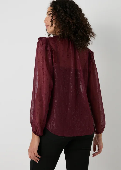 Et Vous Burgundy Frill Blouse - 8 Image 2