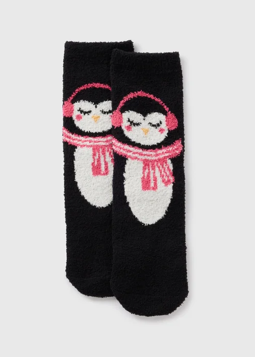 Wondrous 1 Pack Black Penguin Cosy Socks In A Box - One Size Image 2