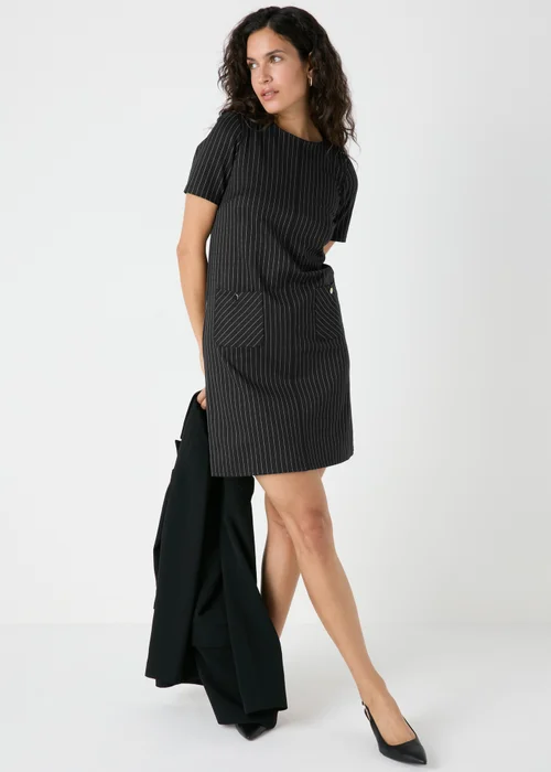 Et Vous Grey Ponte Stripe Dress - 8 Image 1