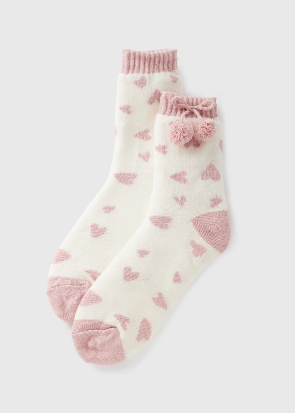 Pink Heart Slipper Socks - One Size Image 1