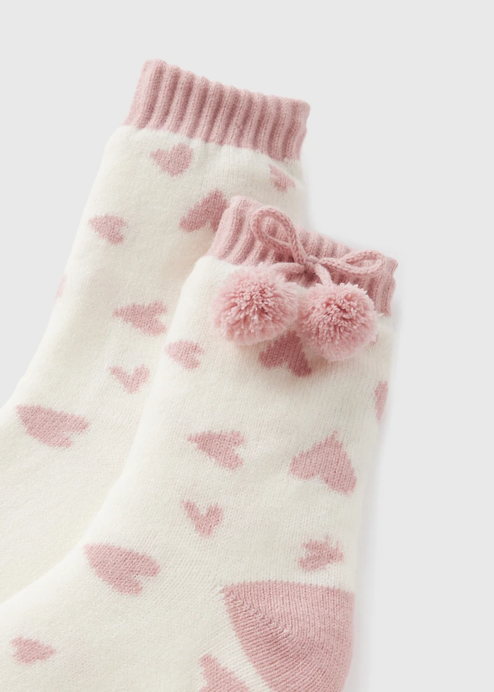 Pink Heart Slipper Socks - One Size Image 2