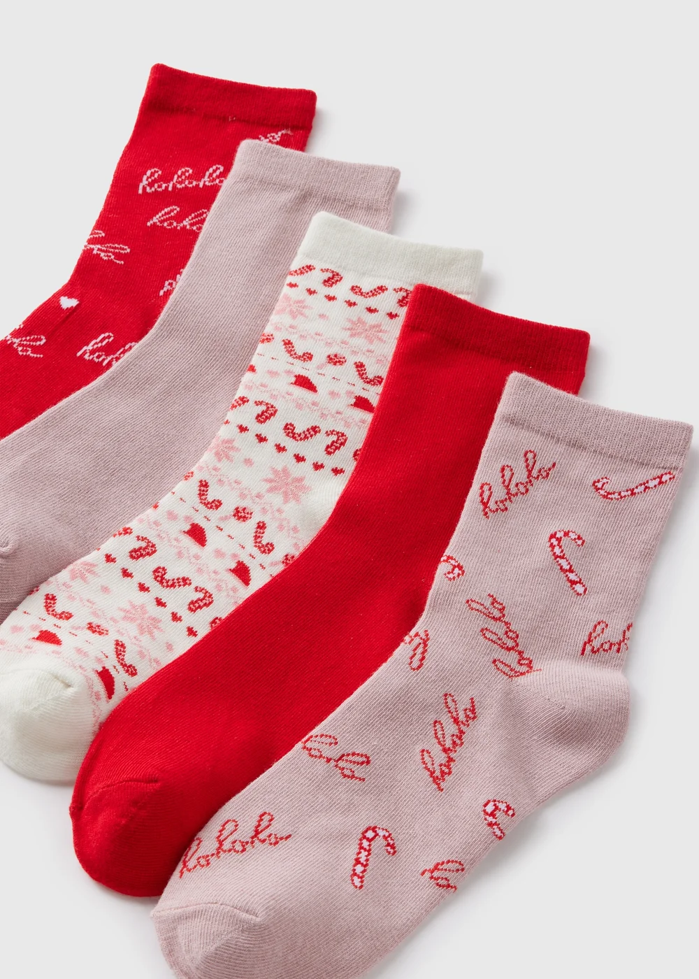 Wondrous 5 Pack Red Christmas Print Socks - One Size Image 2