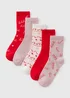 Wondrous 5 Pack Red Christmas Print Socks - One Size Image 1