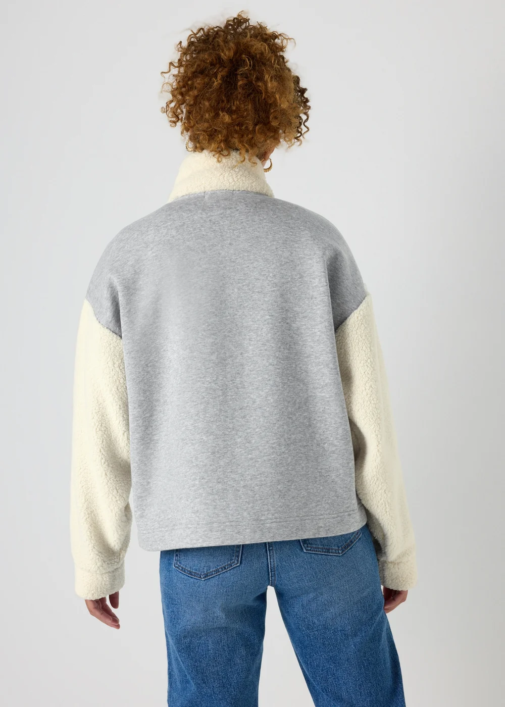 Grey Contrast Borg Fleece - S Image 2