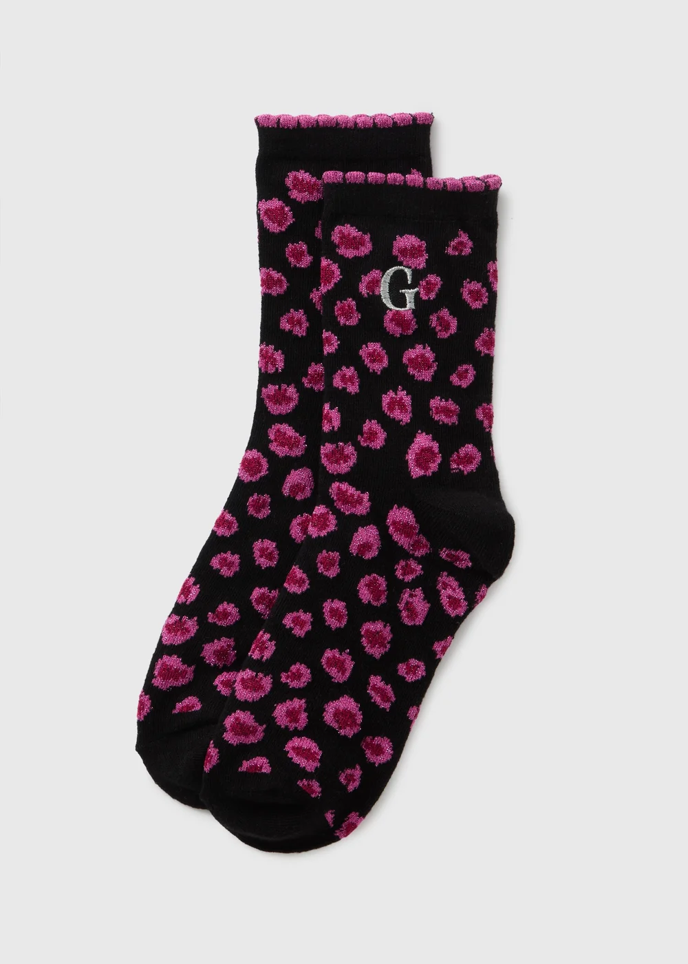 1 Pack Black Animal Initial Socks - A Image 1