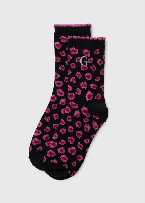 1 Pack Black Animal Initial Socks - A Image 1