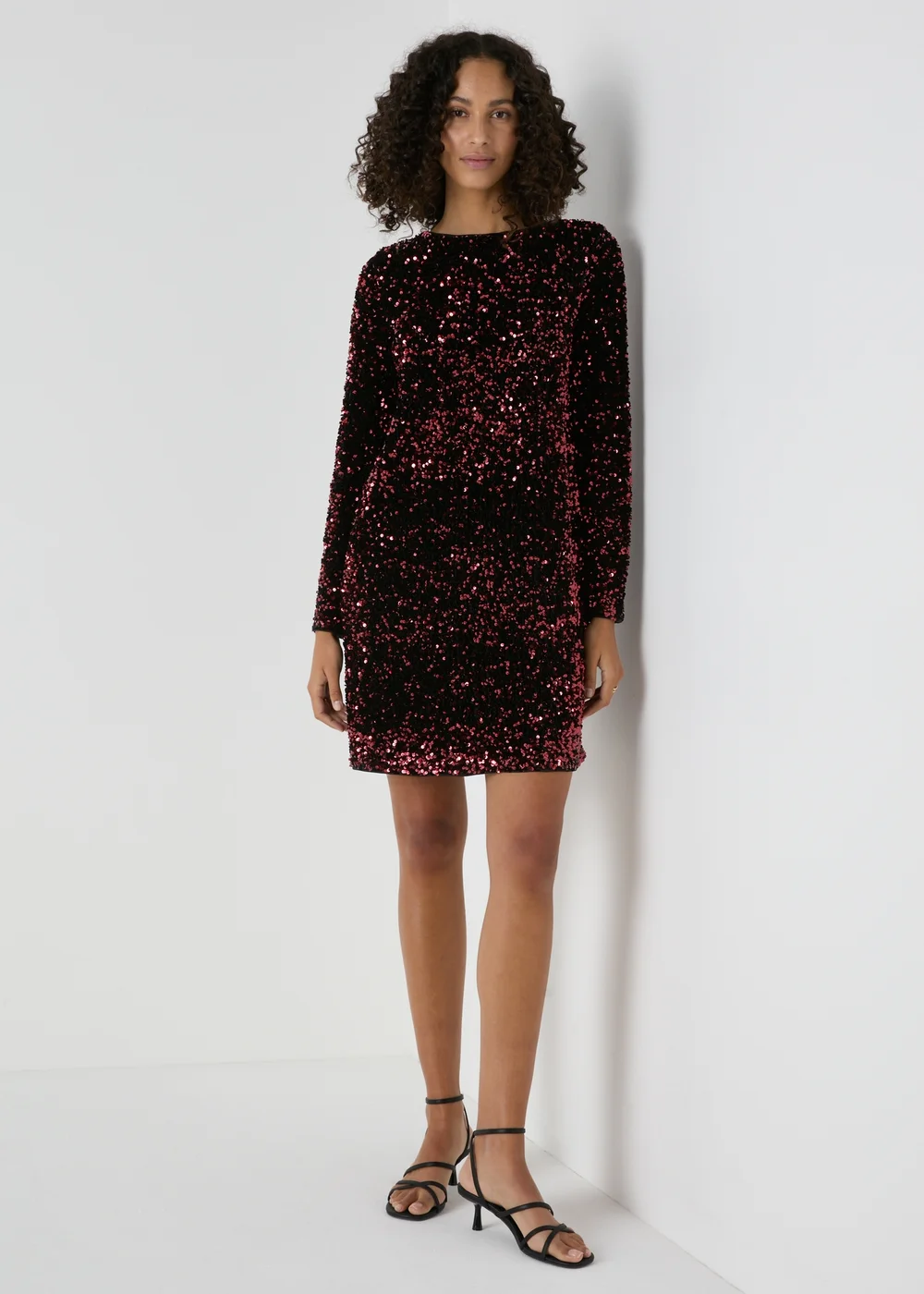 Et Vous Burgundy Sequin Long Sleeve Mini Dress - 8 Image 1