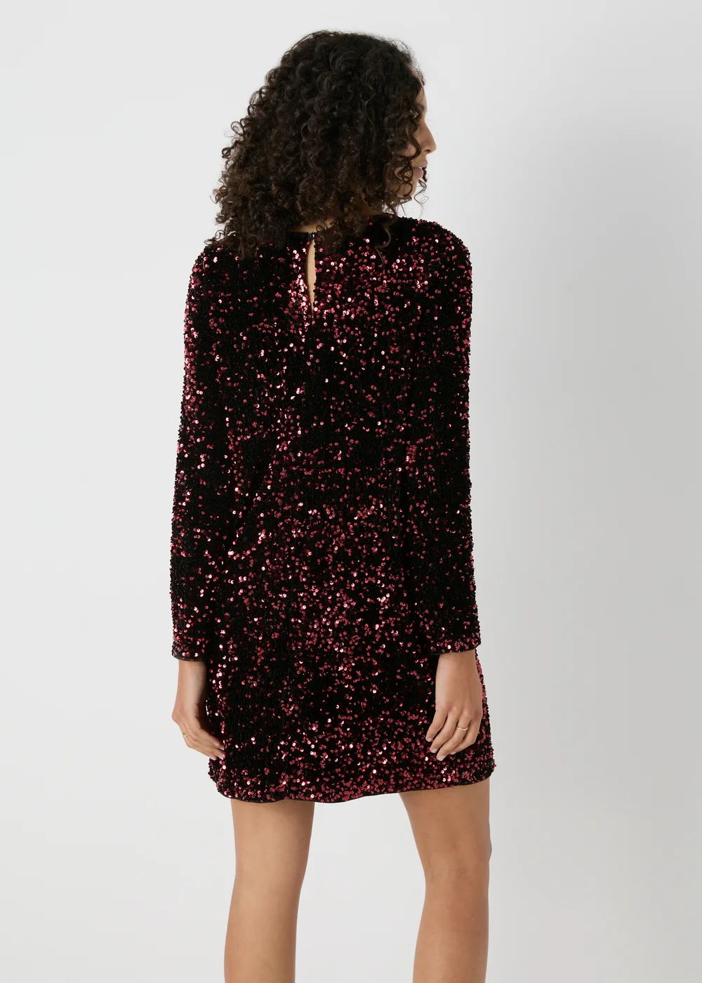 Et Vous Burgundy Sequin Long Sleeve Mini Dress - 8 Image 2