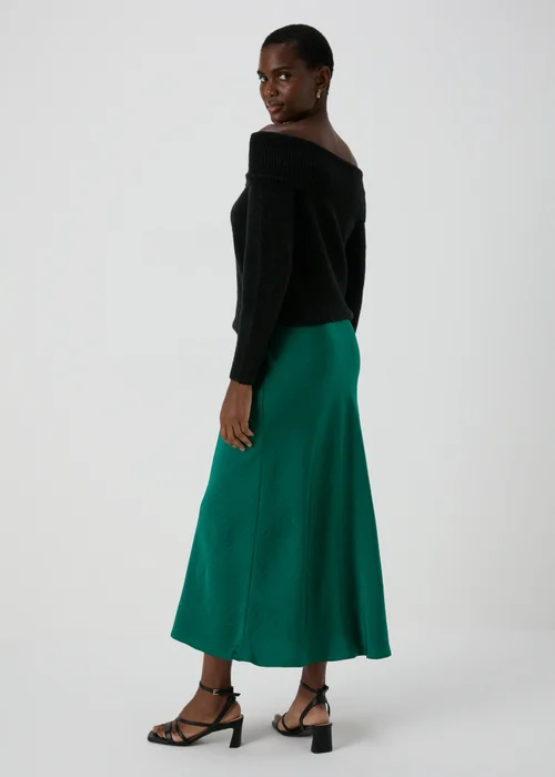 Et Vous Green Midi Satin Skirt - Size 8 Image 2