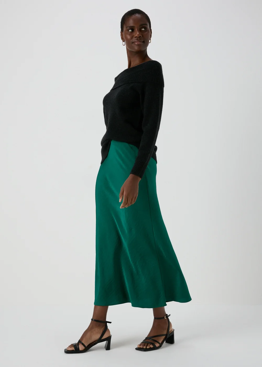 Et Vous Green Midi Satin Skirt - Size 8 Image 1