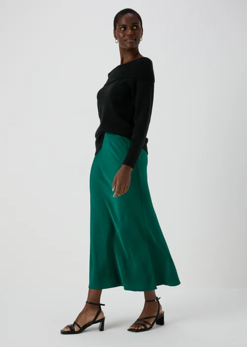 Et Vous Green Midi Satin Skirt - Size 8 Image 1