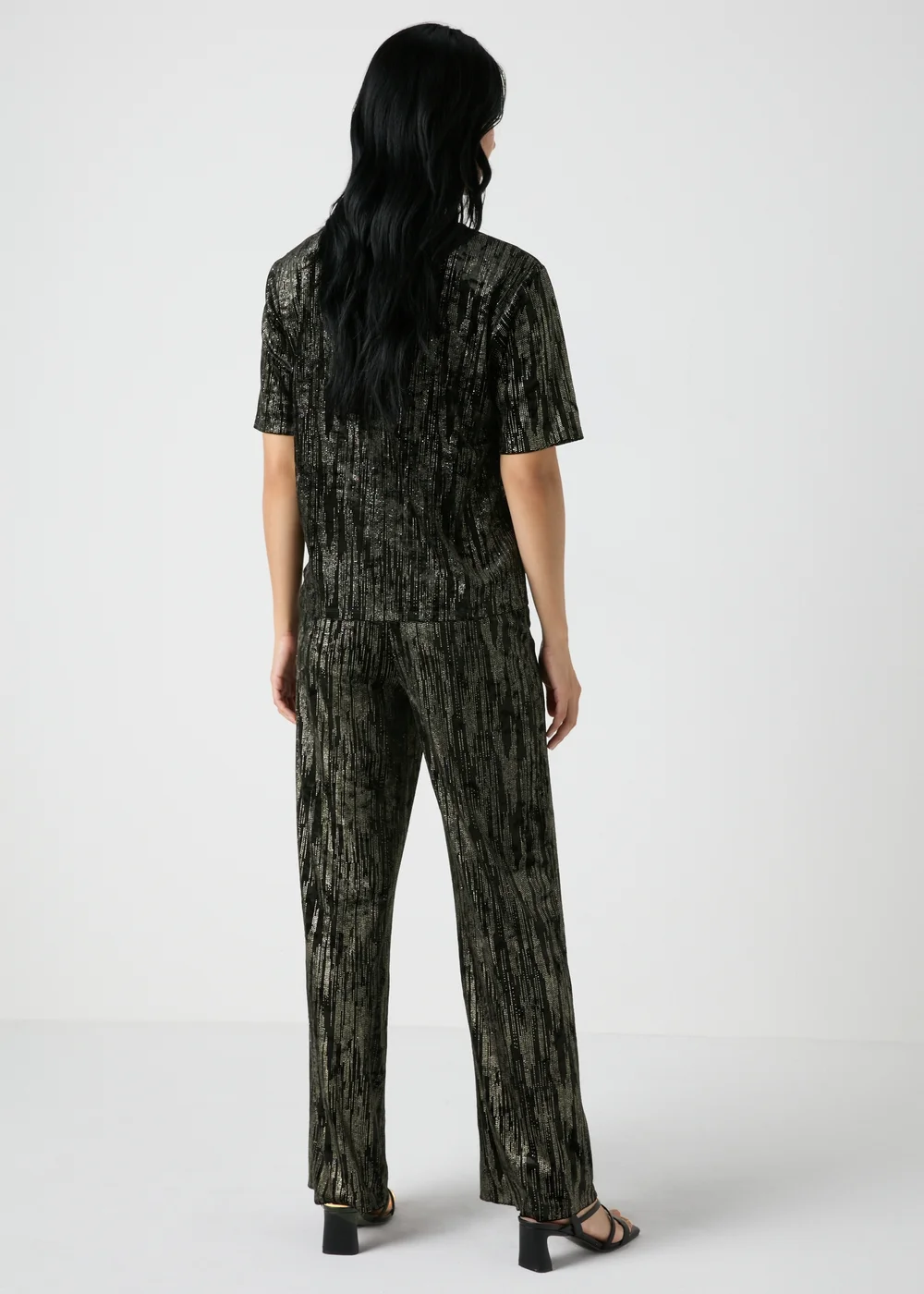 Et Vous Black Glitter Velvet Trousers - 8 Image 2