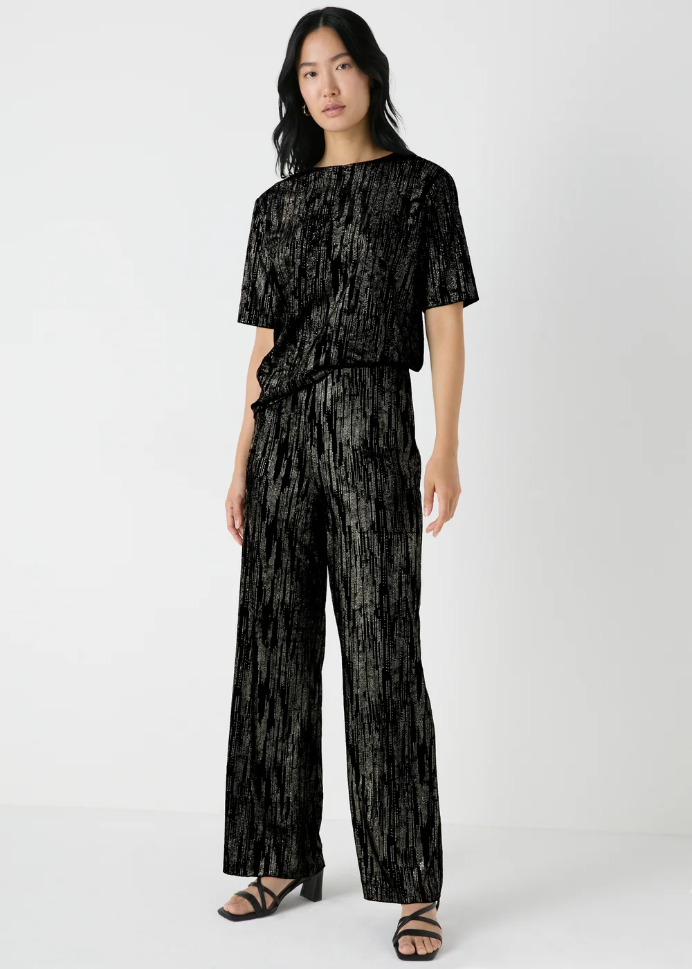 Et Vous Black Glitter Velvet Trousers - 8 Image 1