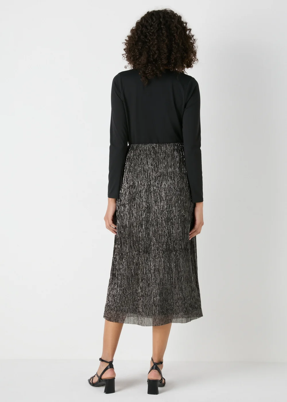 Et Vous Black Lurex Midi Skirt - Size 8 Image 2