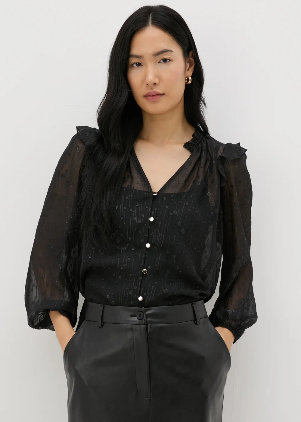 Et Vous Black Frill Shoulder Blouse - 8 Image 1