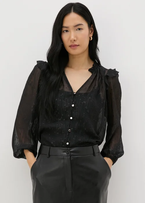 Et Vous Black Frill Shoulder Blouse - 8 Image 1