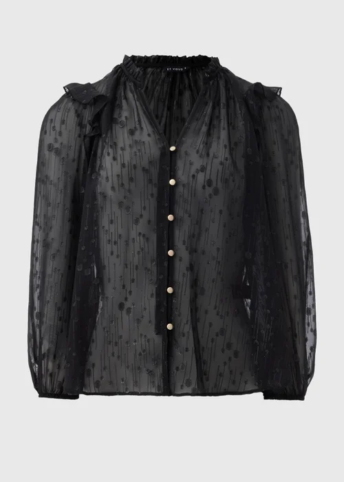 Et Vous Black Frill Shoulder Blouse - 8 Image 4