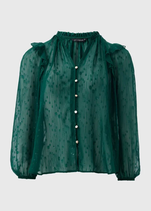 Et Vous Green Frill Shoulder Blouse - 8 Image 4