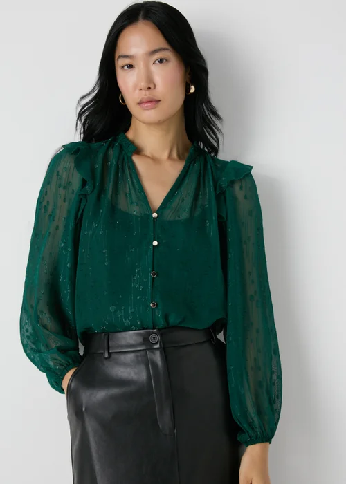 Et Vous Green Frill Shoulder Blouse - 8 Image 1