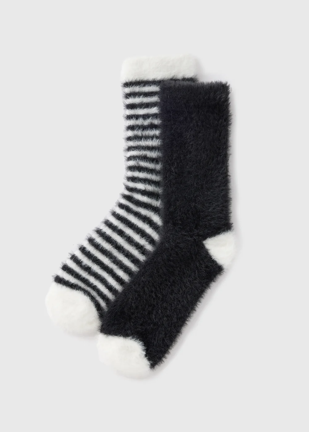 2 Pack Black Brushed Cosy Socks - One Size Image 1