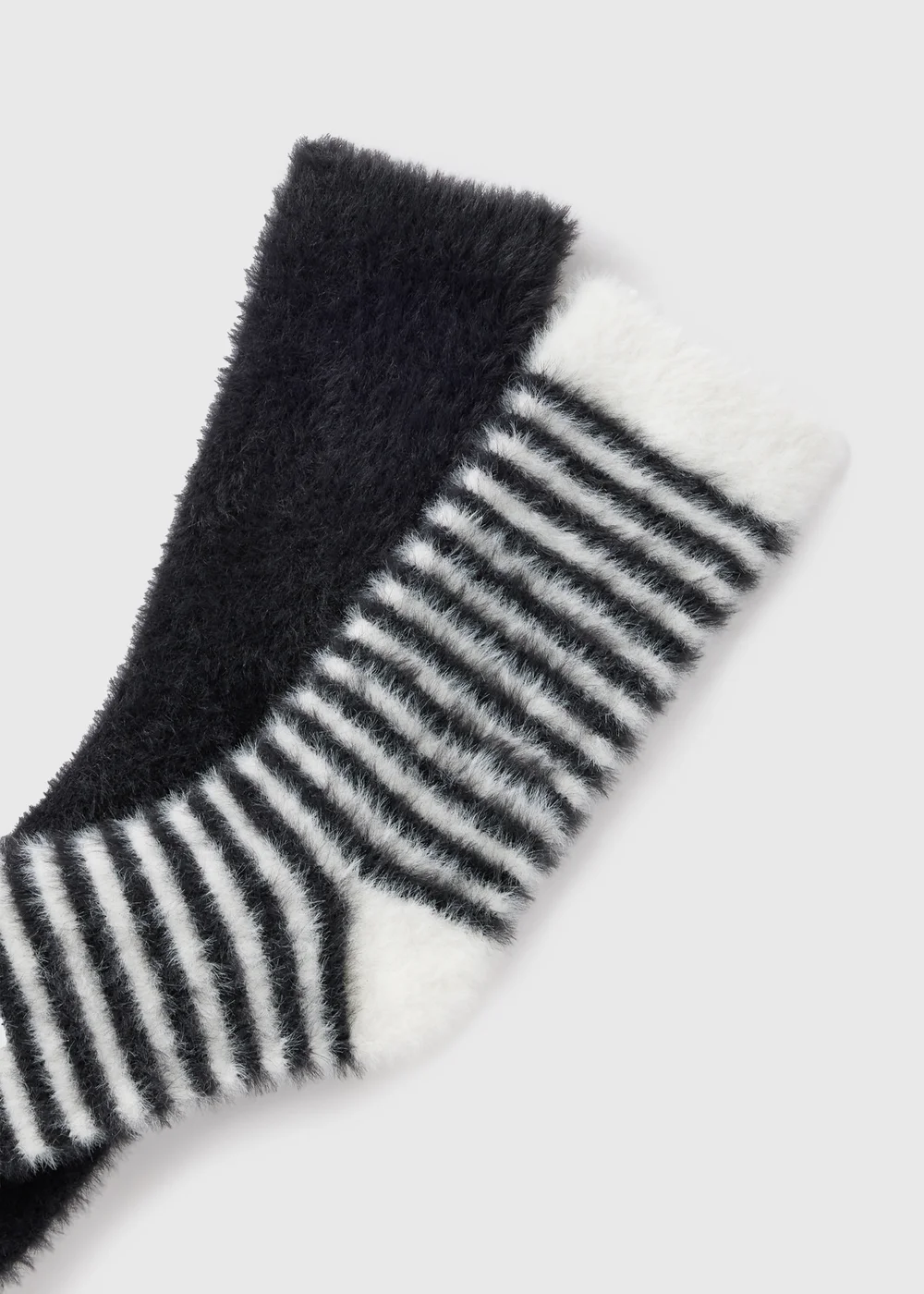 2 Pack Black Brushed Cosy Socks - One Size Image 2