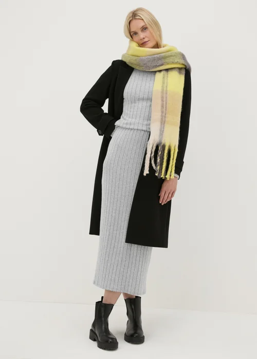 Grey Jersey Ribbed Midi Skirt - 8 Image 1