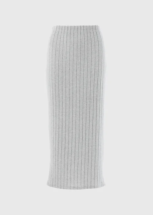 Grey Jersey Ribbed Midi Skirt - 8 Image 4