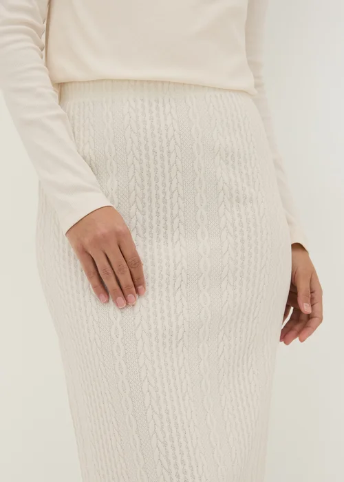 Cream Cable Knit Midi Skirt - 8 Image 3