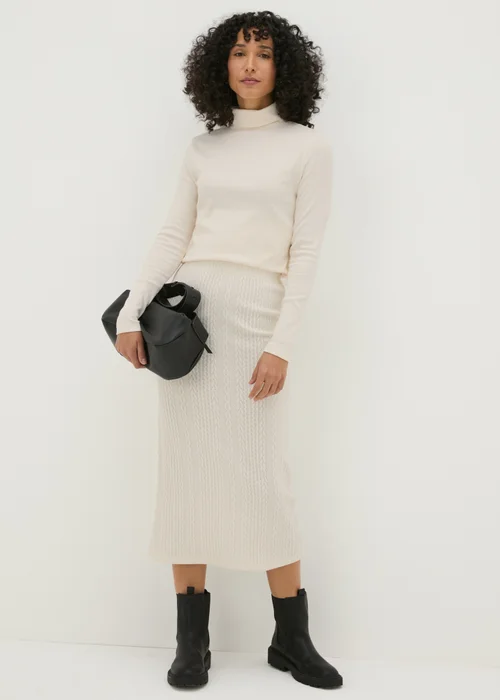 Cream Cable Knit Midi Skirt - 8 Image 1