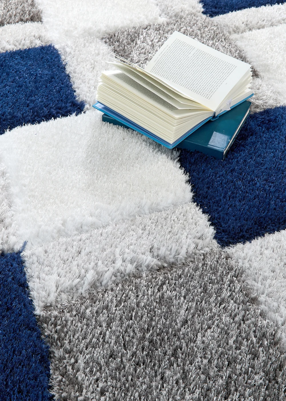 Origins Navy 3D GEO Shaggy Rug - 60 X 110 Image 3