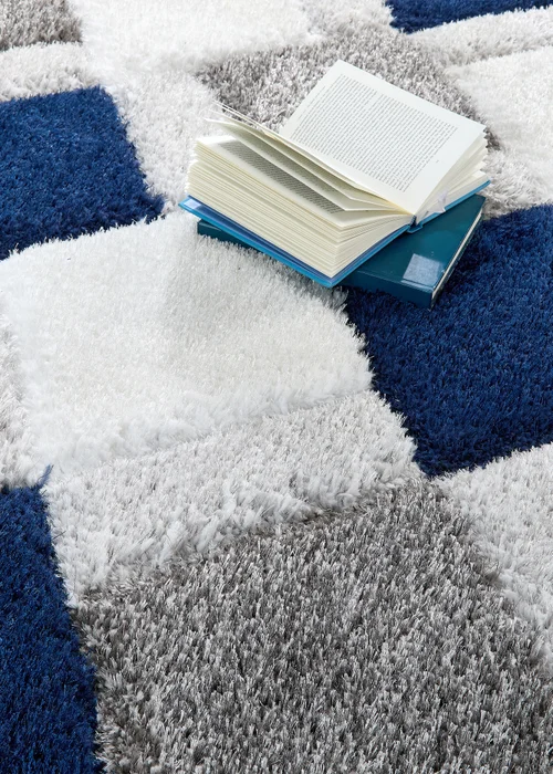 Origins Navy 3D GEO Shaggy Rug - 60 X 110 Image 3