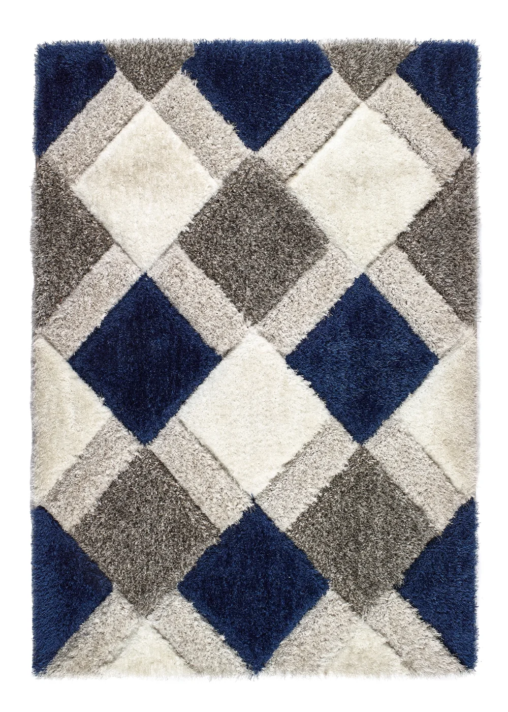 Origins Navy 3D GEO Shaggy Rug - 60 X 110 Image 2